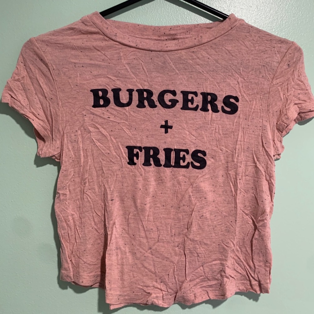 Pink Burgers & Fries Crop Top